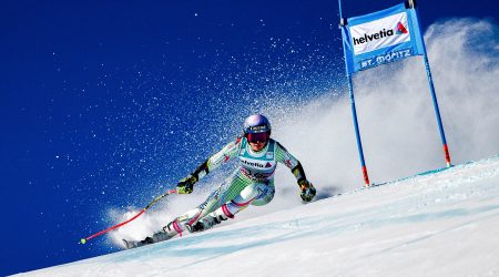 Cande Moreno, durant el supergegant de la WC de St Moritz