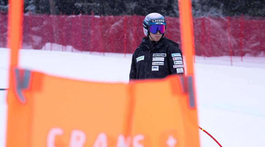 Cande Moreno, durant el reconeixement del descens a Crans Montana. FOTO: Agence Zoom