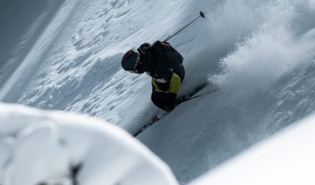 Joan Aracil en un dels seus vertiginosos descensos