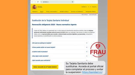 Estafa amb un missatge fraudulent sobre la renovació de la targeta sanitària