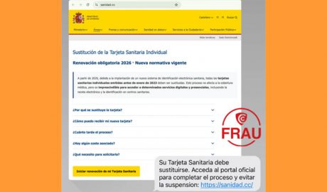 Estafa amb un missatge fraudulent sobre la renovació de la targeta sanitària
