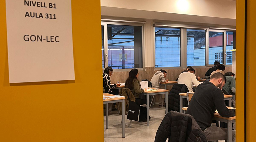 Vàries persones realitzant l'examen de català (SFGA)