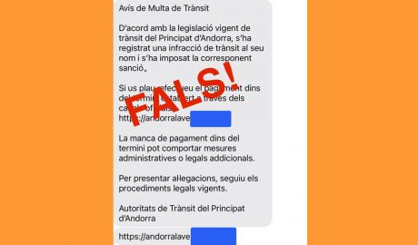 Un dels missatges-estafa rebuts per SMS