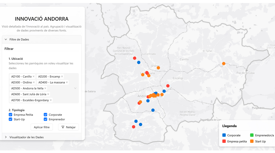 El mapa interactiu d'empreses innovadores (Andorra Business - AR+I)