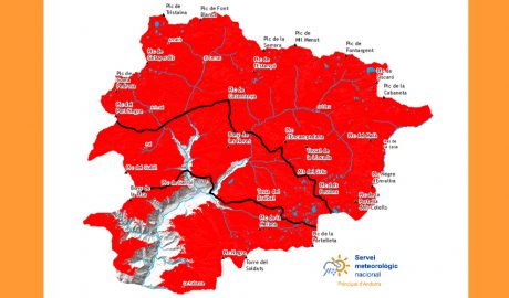 Mapa assenyalant el risc per allaus