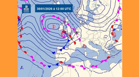 El mapa meteorològic indicant el pas del front