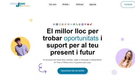 Pàgina d'entrada a la nova web de l'Oficina Jove