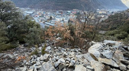 La zona per on va caure rodolant el roc