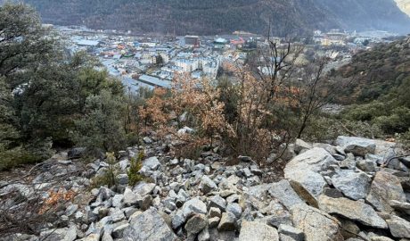 La zona per on va caure rodolant el roc