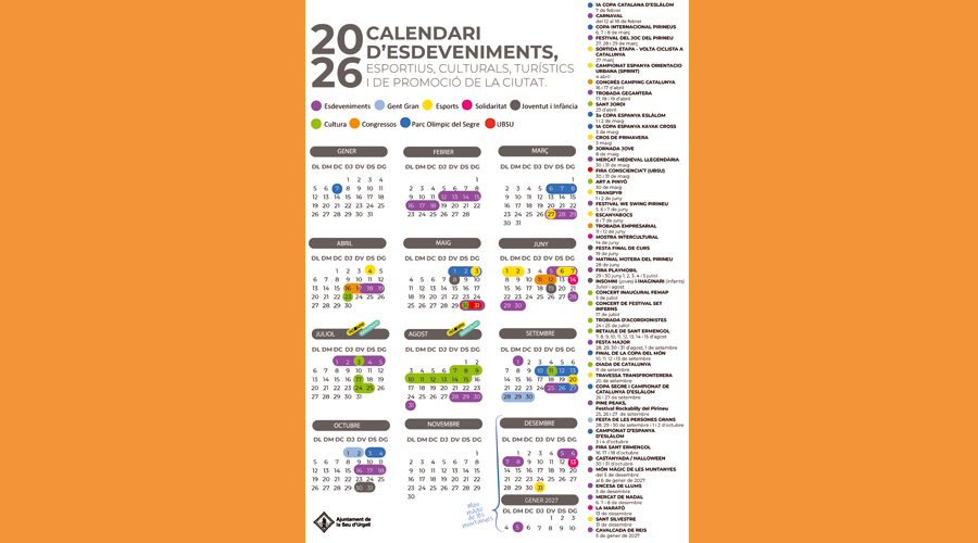 El calendari d'esdeveniments a la Seu (Aj. la Seu)