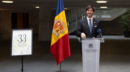 El síndic durant la presentació dels actes commemoratius per l'aniversari de la Constitució