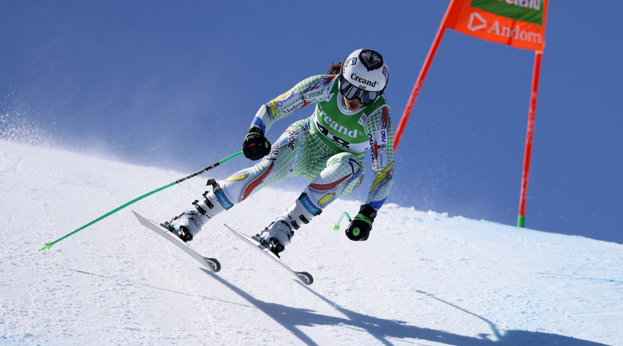 L'esquiadora del Principat, Jordina Caminal, durant el descens. Foto: Organització