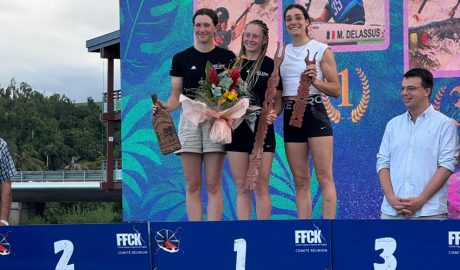 Mònica Doria (a la dreta) en un dels podis aconseguits