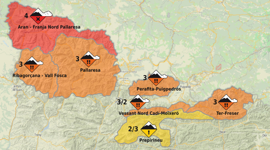 Mapa del risc d'allaus facilitat per l'ICGC