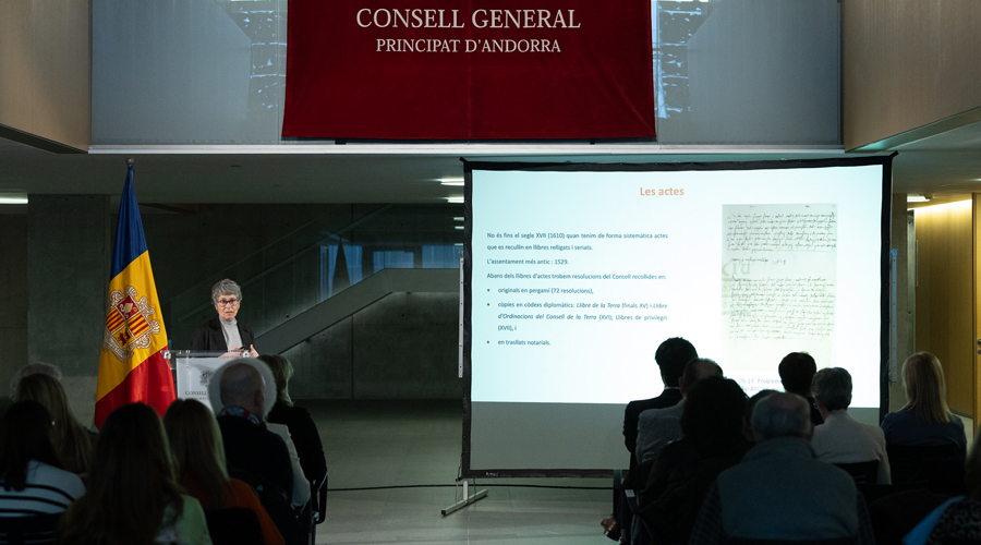 Susanna Vela durant la seva intervenció al curs (Consell General)