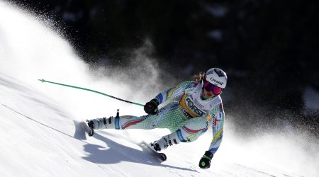 Jordina Caminal, al descens del dissabte, a Val di Fassa
