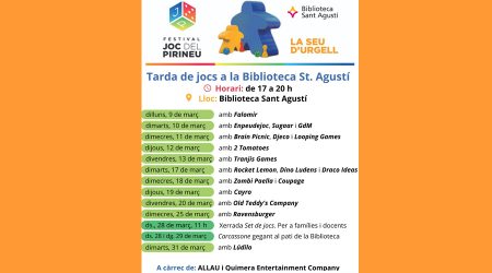 El calendari de "Tarda de jocs"