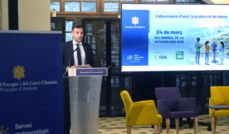 David Forné intervenint en l'acte per a commemorar el Dia Mundial de la Meteorologia