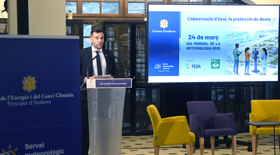 David Forné intervenint en l'acte per a commemorar el Dia Mundial de la Meteorologia