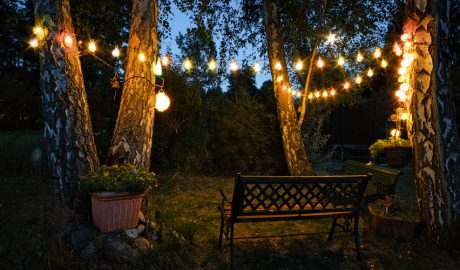 Il·luminació càlida en un jardí