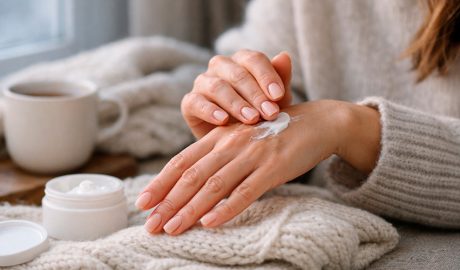 Una dona aplicant-se crema hidratant a les mans