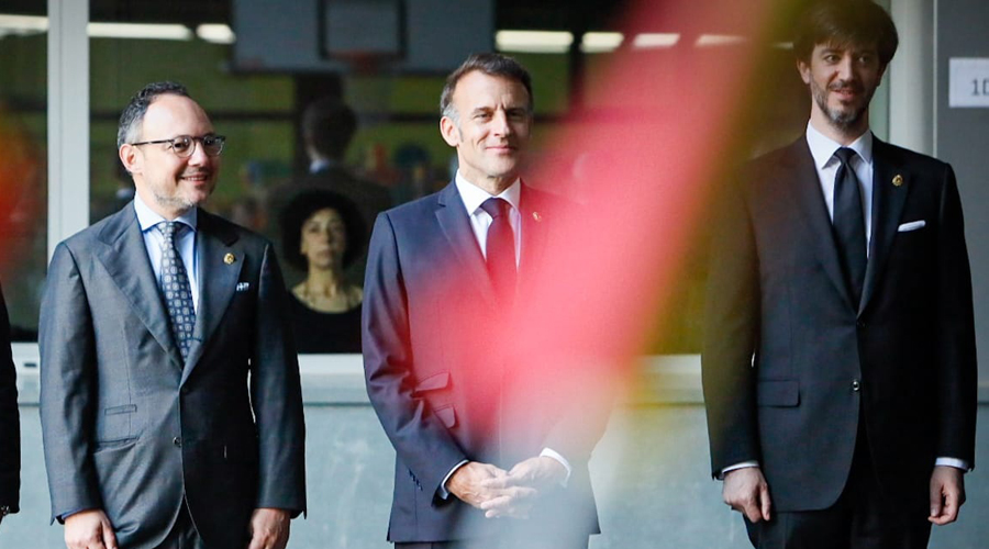 El cap de Govern, el síndic i el Copríncep francès, aquest dimarts (SFGA)