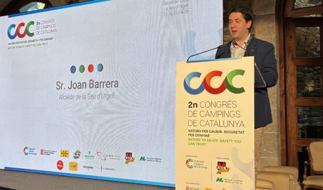 L'alcalde de la Seu, Joan Barrera, durant la seva intervenció