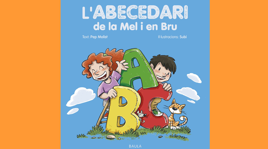 Coberta del llibre infantil "L’abecedari de la Mel i en Bru"