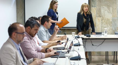 A la dreta, la ministra Marsol en la reunió del Consell Econòmic i Social