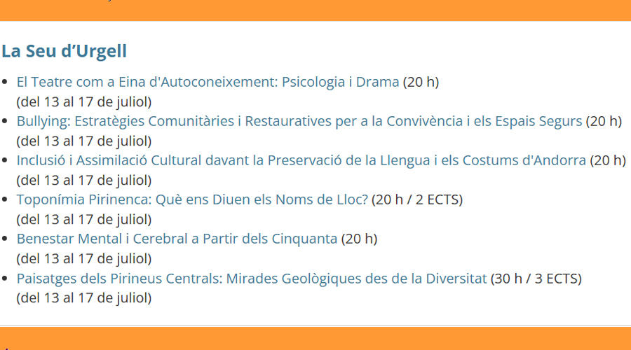 Cursos d'estiu a la Seu d'Urgell